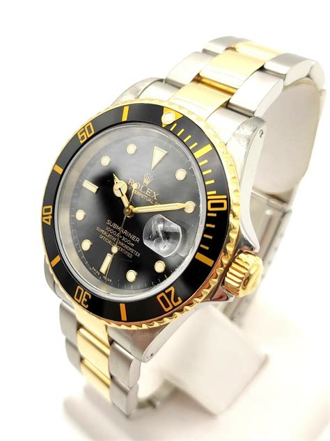 rolex submariner two tone black for sale|rolex 16803 vs 16613.